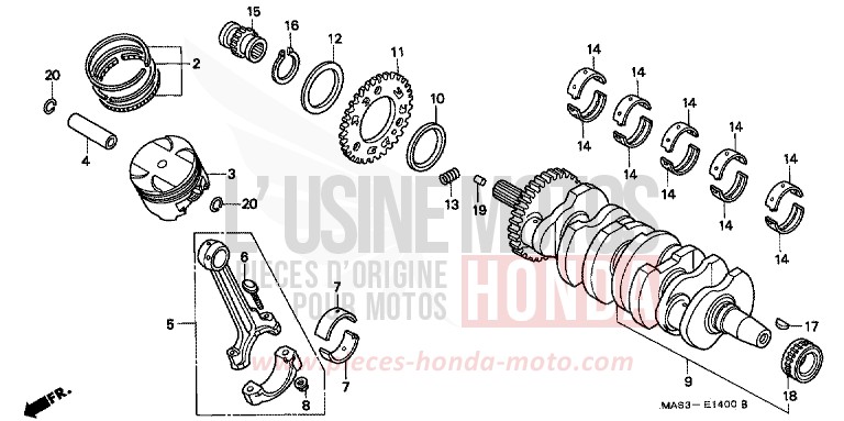 CRANKSHAFT/PISTON for Fireblade LAPIS BLUE METALLIIC (PB257H) from 1999