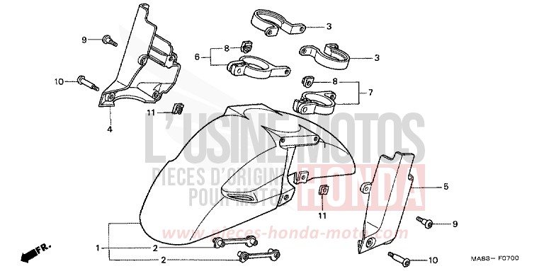FRONT FENDER for Fireblade LAPIS BLUE METALLIIC (PB257H) from 1999