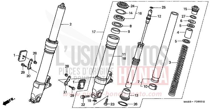 FRONT FORK for Fireblade LAPIS BLUE METALLIIC (PB257H) from 1999