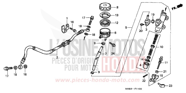 REAR BRAKE MASTER CYLINDER for Fireblade LAPIS BLUE METALLIIC (PB257H) from 1999