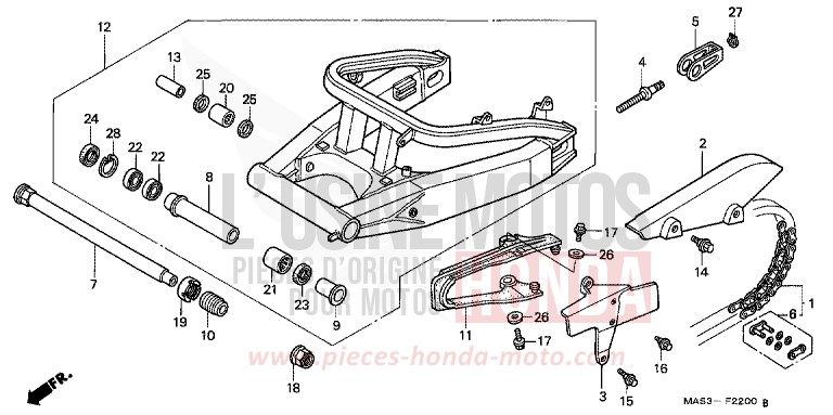 SWINGARM for Fireblade LAPIS BLUE METALLIIC (PB257H) from 1999