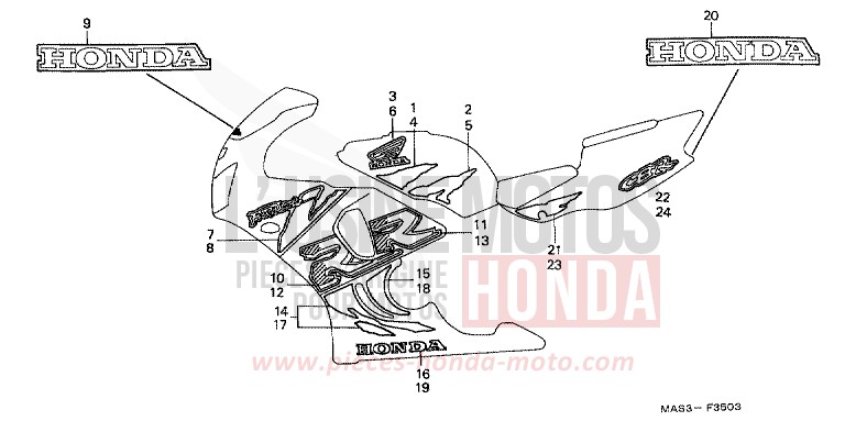 STRIPE/MARK (4) for Fireblade LAPIS BLUE METALLIIC (PB257H) from 1999