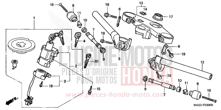 HANDLE PIPE/TOP BRIDGE for Fireblade SPARKLING RED (R127A) from 1999