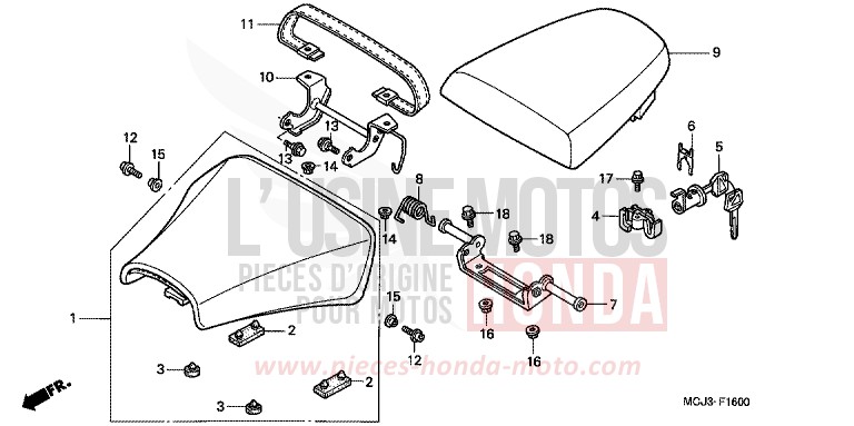 SEAT (CBR900RRY,1/RE1) for Fireblade NOIR (NH1) from 2000
