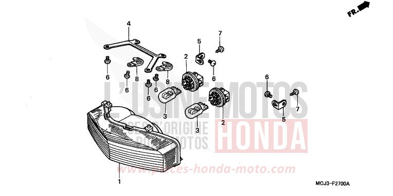 TAILLIGHT (CBR900RRY,1/RE1) for Fireblade NOIR (NH1) from 2000