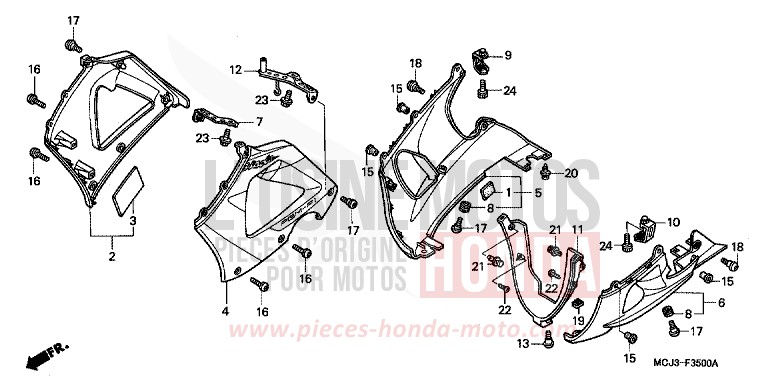 LOWER COWL (1) for Fireblade NOIR (NH1) from 2000