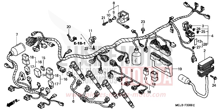 WIRE HARNESS (CBR900RRY,1/RE1) for Fireblade FORCE SILVER METALLIC (NH411) from 2000