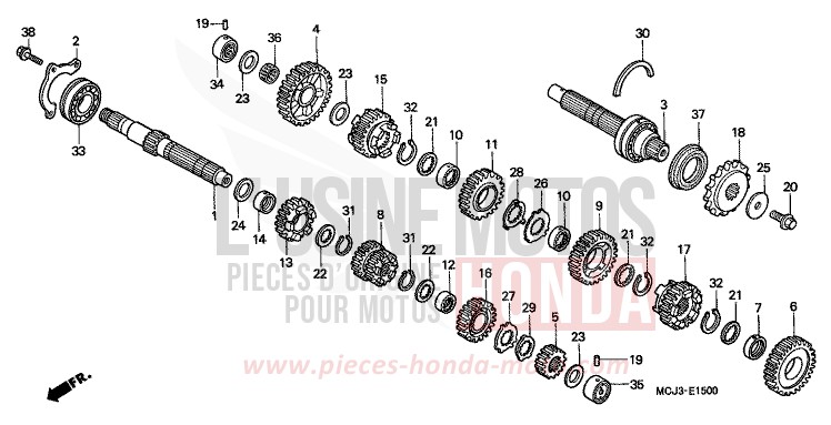 TRANSMISSION for Fireblade ITALIAN RED (R157) from 2000