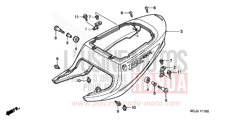 REAR COWL (CBR900RRY,1/RE1) for Fireblade ITALIAN RED (R157) from 2000