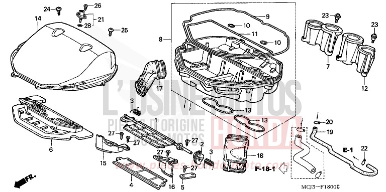 AIR CLEANER (CBR900RRY,1/RE1) for Fireblade ITALIAN RED (R157) from 2000