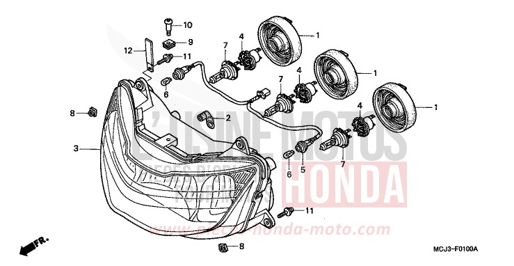 HEADLIGHT (CBR900RRY,1/RE1) for Fireblade MAY YELLOW METALLIC (GY116) from 2000