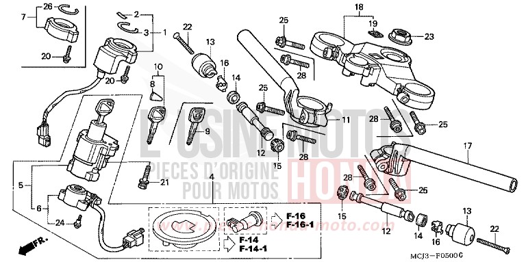 HANDLE PIPE/TOP BRIDGE for Fireblade MAY YELLOW METALLIC (GY116) from 2000