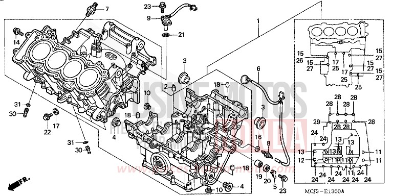 CRANKCASE for Fireblade WINNING RED (R258) from 2000
