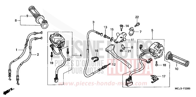 CABLE/SWITCH (CBR900RRY,1/RE1) for Fireblade WINNING RED (R258) from 2000