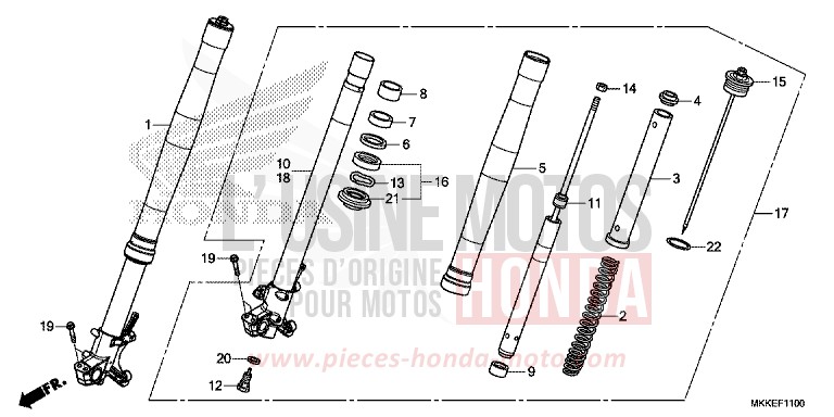 FRONT FORK for CRF1000 GRAND PRIX RED (R380B) from 2019