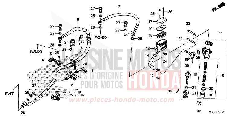 REAR BRAKE MASTER CYLINDER for CRF1000 GRAND PRIX RED (R380B) from 2019
