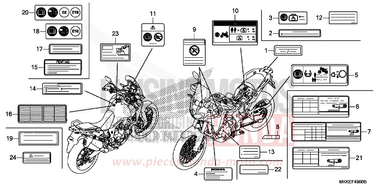 CAUTION LABEL (CRF1000A/AL/D/DL) for CRF1000 GRAND PRIX RED (R380B) from 2019
