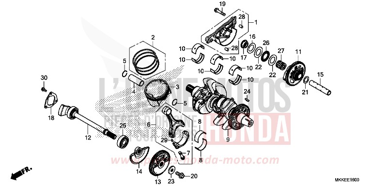 CRANKSHAFT/PISTON for CRF1000 MAT BALLISTIC BLACK METALLIC (NHA86) from 2019