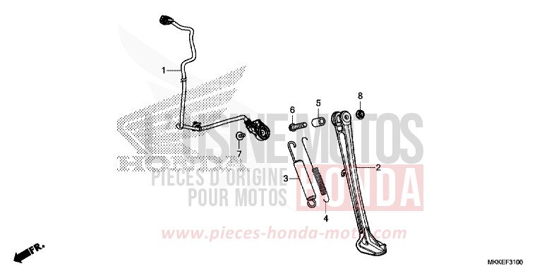 SIDE STAND for CRF1000 MAT BALLISTIC BLACK METALLIC (NHA86) from 2019