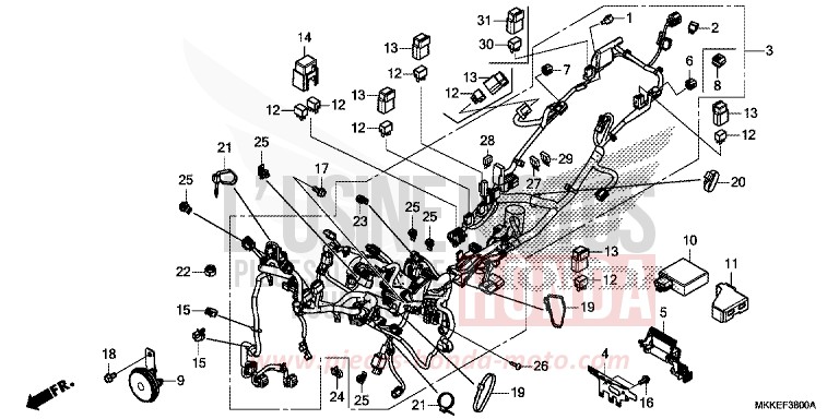 WIRE HARNESS for CRF1000 MAT BALLISTIC BLACK METALLIC (NHA86) from 2019