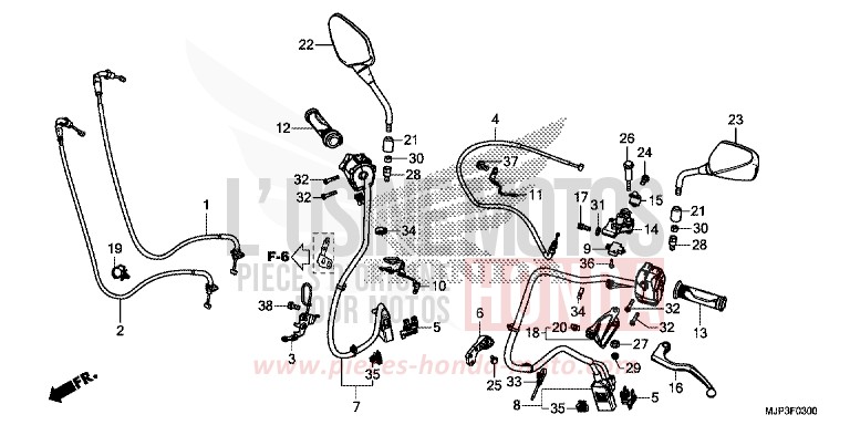 HANDLE LEVER/SWITCH/CABLE (CRF1000/CRF1000A) for CRF1000 MAT BALLISTIC BLACK METALLIC (NHA86) from 2016