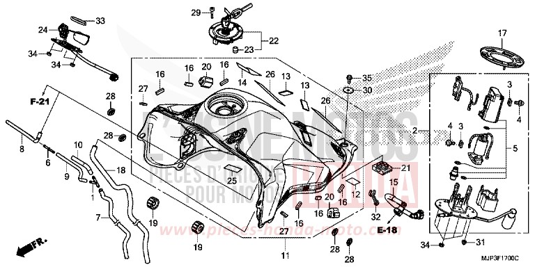 FUEL TANK/FUEL PUMP for CRF1000 MAT BALLISTIC BLACK METALLIC (NHA86) from 2016