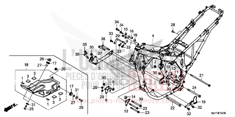 FRAME BODY for CRF1000 MAT BALLISTIC BLACK METALLIC (NHA86) from 2016