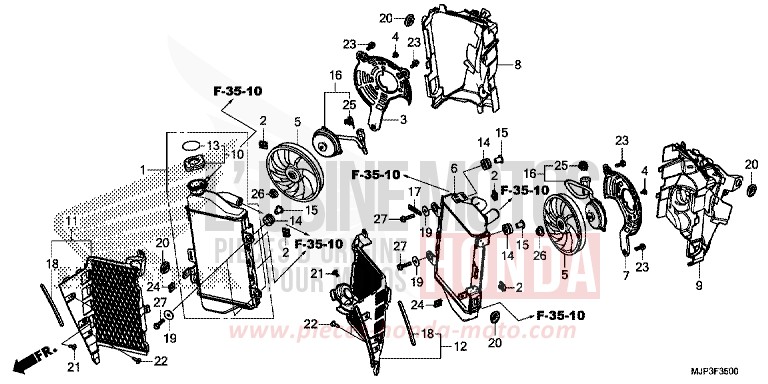 RADIATOR for CRF1000 MAT BALLISTIC BLACK METALLIC (NHA86) from 2016