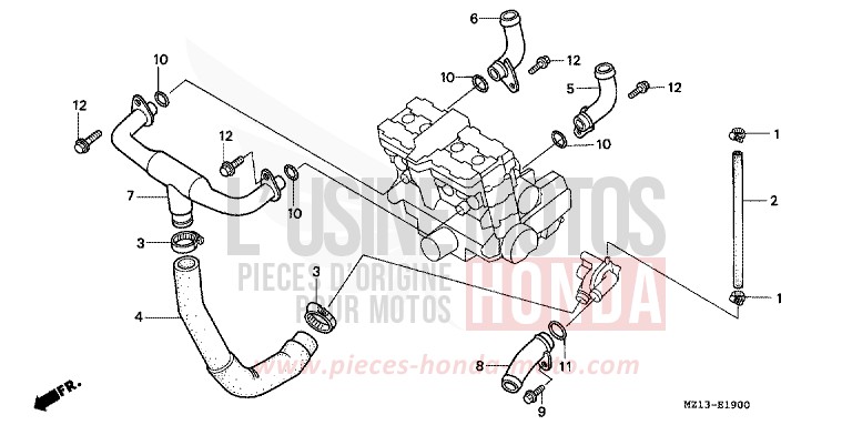 WATER PIPE for CB1000 BLACK (NH1E) from 1993