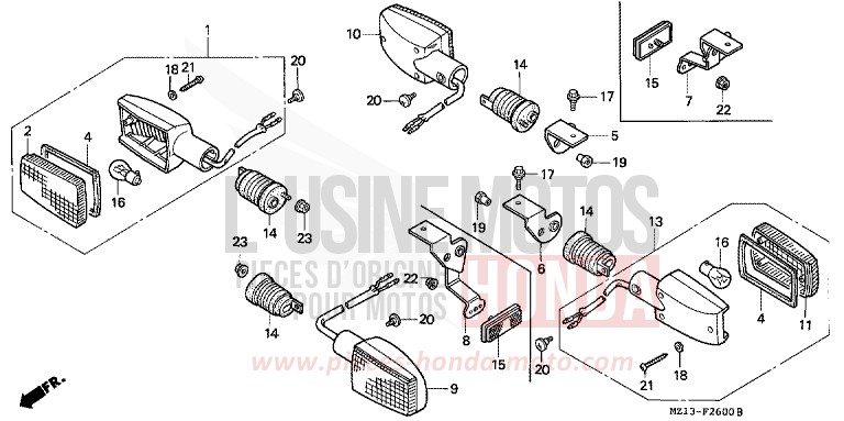 WINKER for CB1000 BLACK (NH1E) from 1993