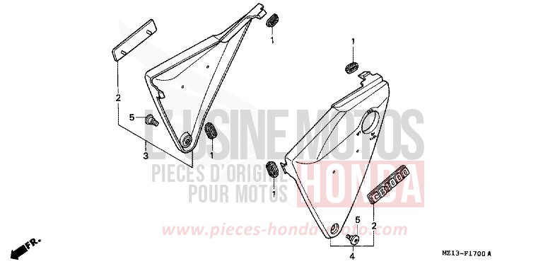 SIDE COVER for CB1000 PEARL FADELESS WHITE (NH341K) from 1993
