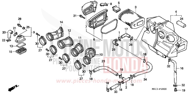 AIR CLEANER for CB1000 PEARL FADELESS WHITE (NH341K) from 1993
