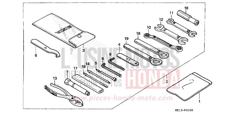 TOOLS for CB1000 PEARL FADELESS WHITE (NH341K) from 1993