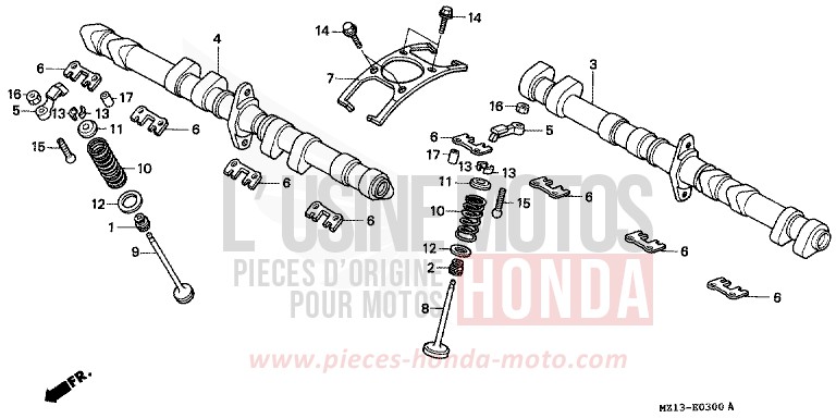 CAMSHAFT/VALVE for CB1000 PEARL SHINING YELLOW (Y124E) from 1994
