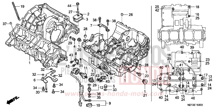 CRANKCASE for CB1000 PEARL SHINING YELLOW (Y124E) from 1994