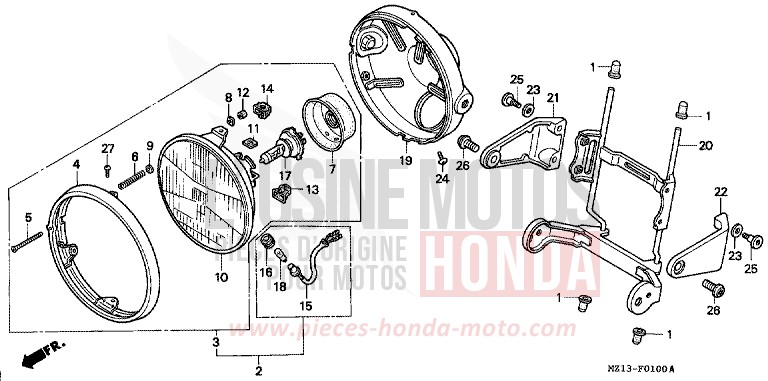 HEADLIGHT for CB1000 CANDY REVIVE RED (R210) from 1995