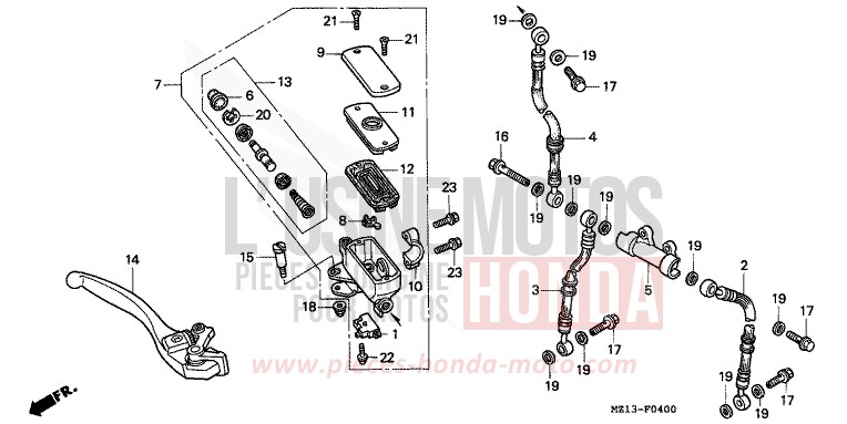 FR. BRAKE MASTER CYLINDER for CB1000 CANDY REVIVE RED (R210) from 1995