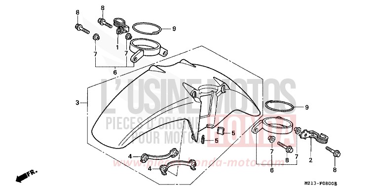 FRONT FENDER for CB1000 MUTE BLACK METALLIC (NH359) from 1995