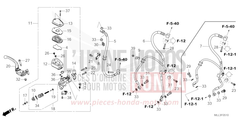 FRONT BRAKE MASTER CYLINDER for CB1000 GRAND PRIX RED (R380) from 2025