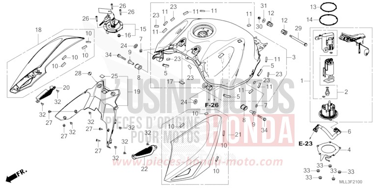 FUEL TANK/FUEL PUMP for CB1000 MAT IRIDIUM GRAY METALLIC (NHC64) from 2025