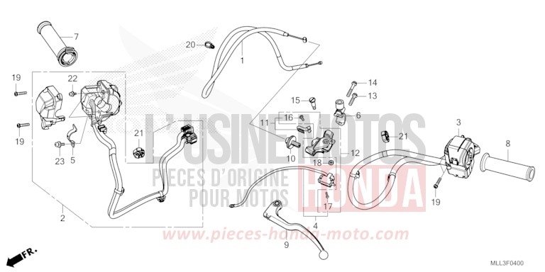 HANDLE LEVER/SWITCH/CABLE for CB1000 PEARL GLARE WHITE (NHB53) from 2025