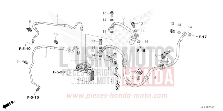 BRAKE PIPE/BRAKE HOSE for CB1000 PEARL GLARE WHITE (NHB53) from 2025
