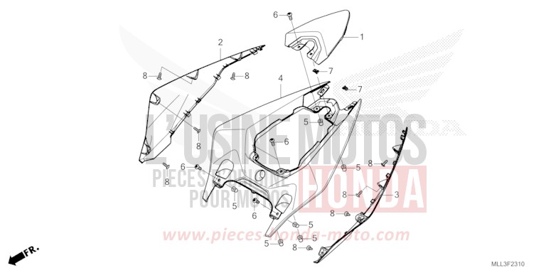 REAR COWL for CB1000 PEARL GLARE WHITE (NHB53) from 2025
