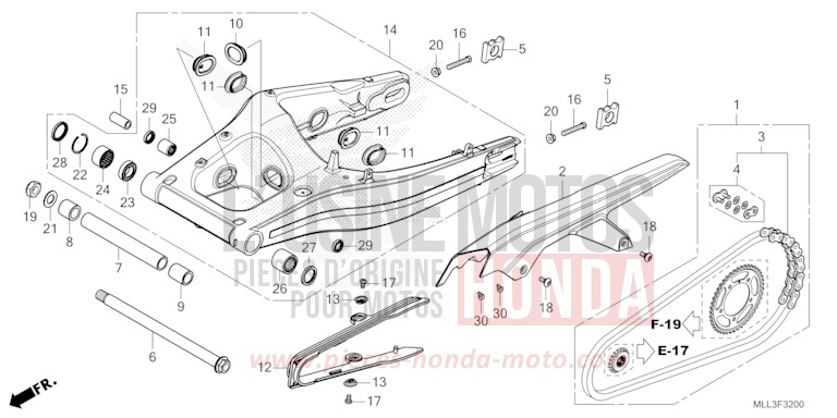 SWINGARM for CB1000 PEARL GLARE WHITE (NHB53) from 2025