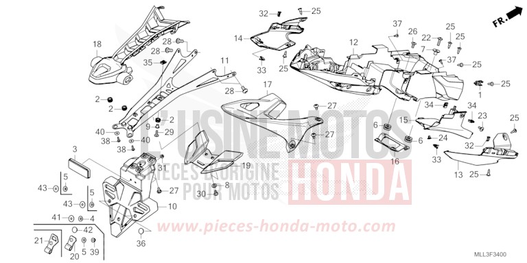 REAR FENDER for CB1000 MAT BALLISTIC BLACK METALLIC (NHA86) from 2025