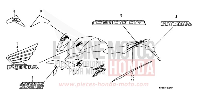 MARK (1) for CB1000R DRAGON GREEN METALLIC (GY139) from 2009