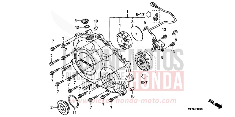 RIGHT CRANKCASE COVER for CB1000R PEARL NIGHTSTAR BLACK (NHA84) from 2009