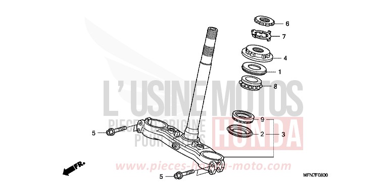 STEERING STEM for CB1000R SWORD SILVER METALLIC (NHA95) from 2009