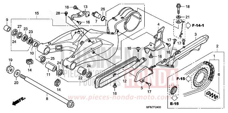 SWINGARM for CB1000R PEARL COOL WHITE (NHA16) from 2010