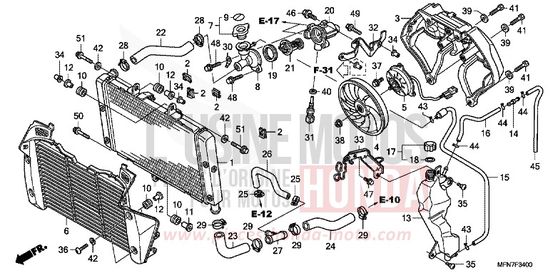 RADIATOR for CB1000R PEARL COOL WHITE (NHA16) from 2010